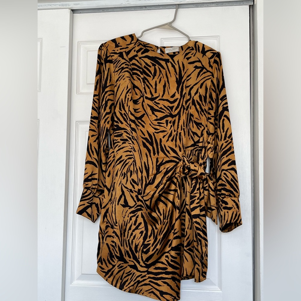 Zebra, silk wrap dress